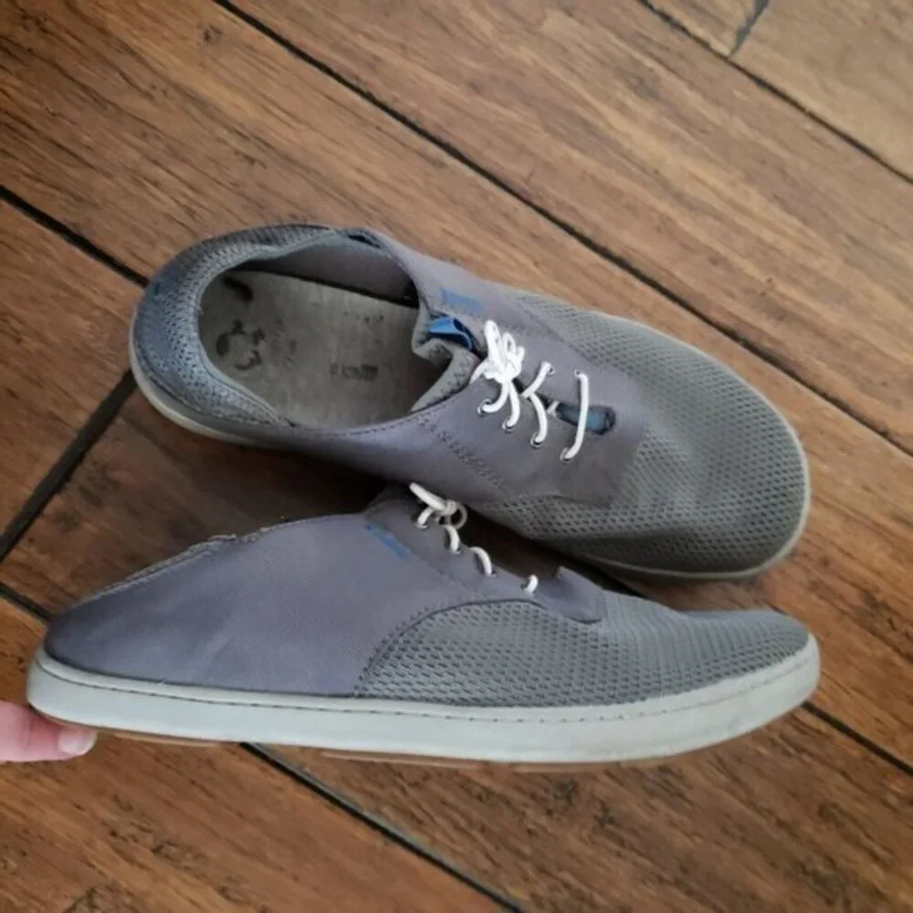 Olukai Nohea Moku Mens Boat Shoes  Gray Grey‎  Pre-Owned Size 8
